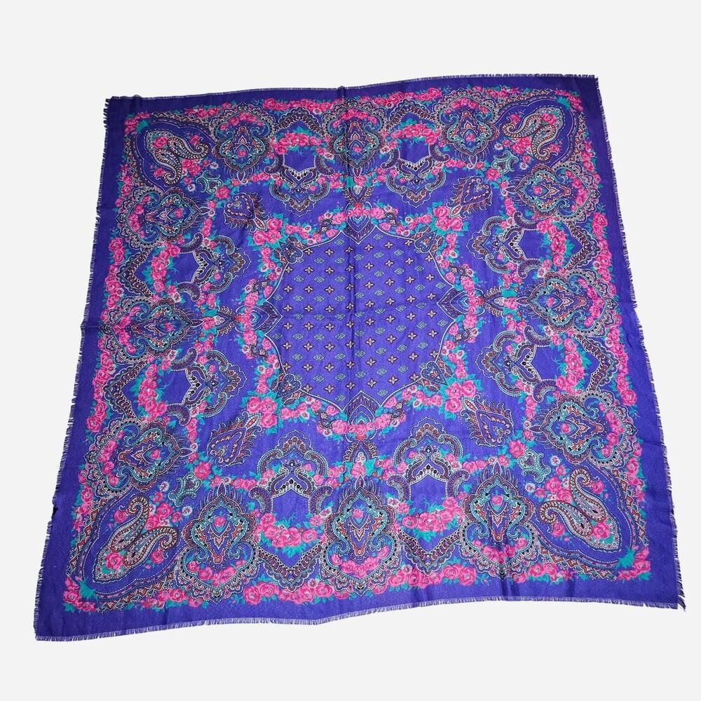 vintage boho whimsigoth purple pink large square scarf